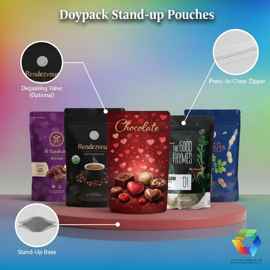 Custom Printed Doypack Stand-Up Pouches – Bulk Wholesale