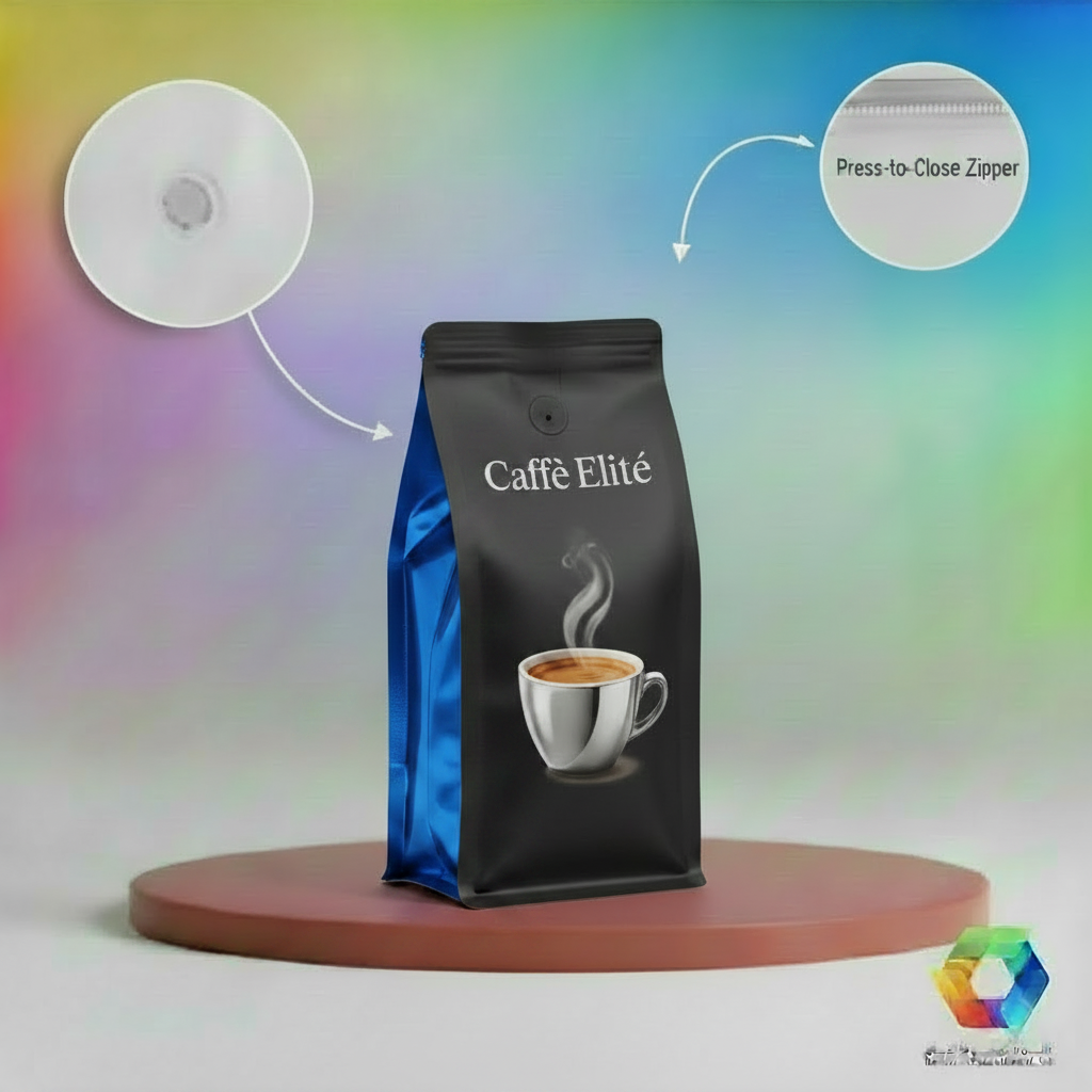 Black Blue Gusset Silver Mug Bag on BPA Template