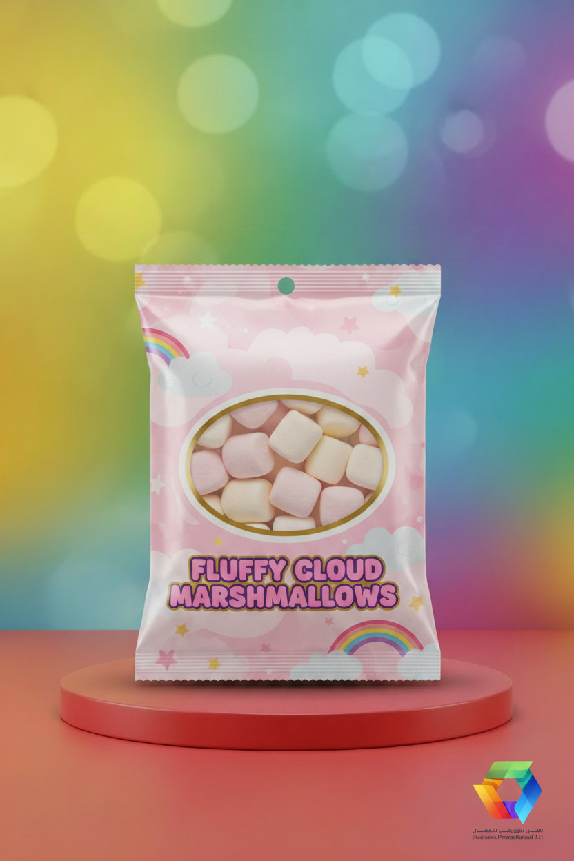 Fluffy Cloud Marshmallows - Flat 3-Side Seal Window Bag