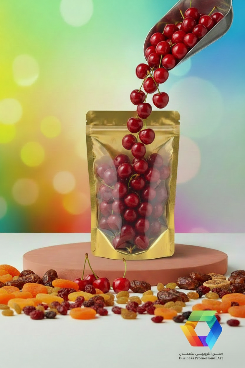 Golden Doypack Cherries Pouring