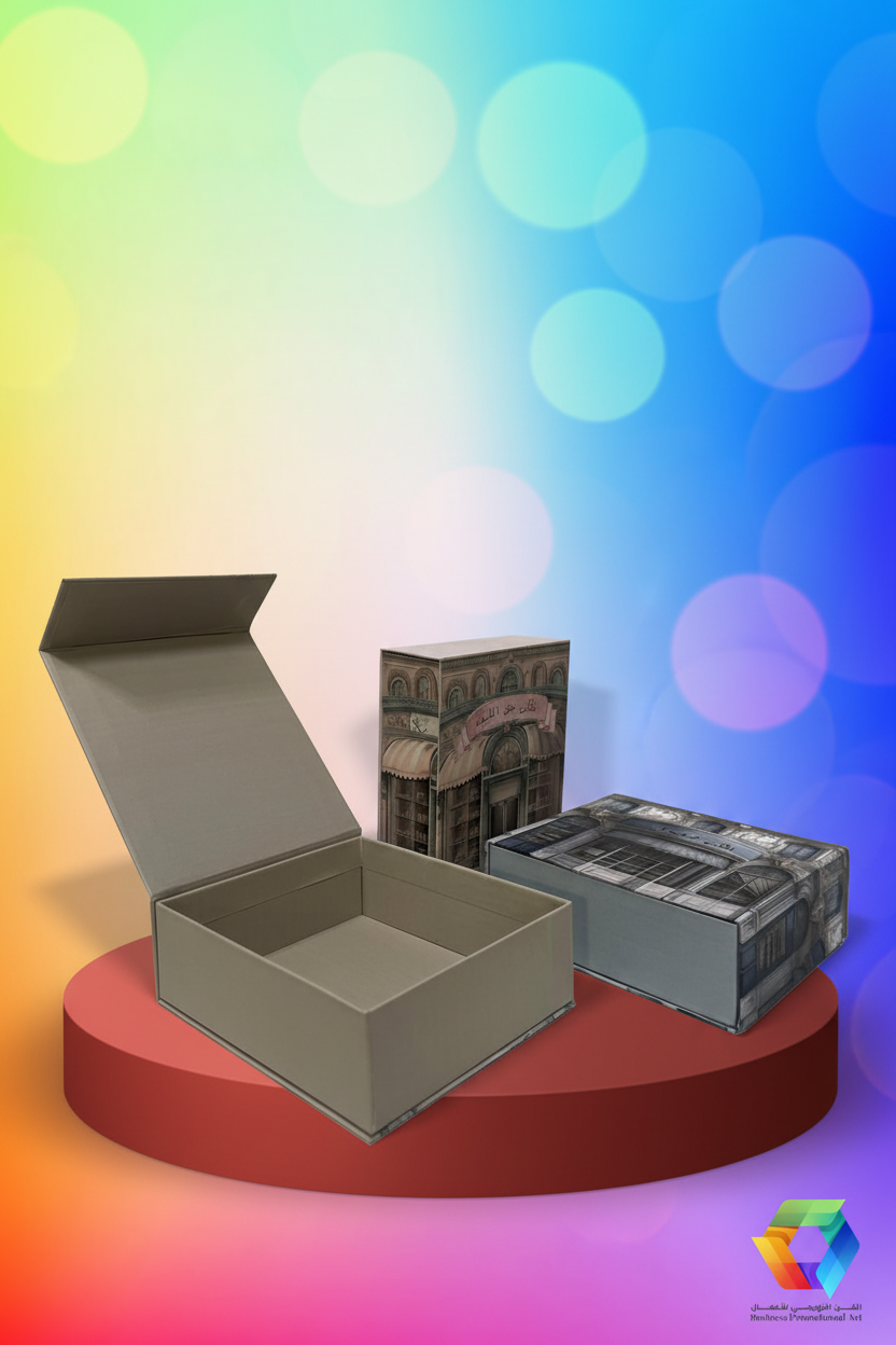 Custom printed magnetic flip rigid gift boxes open and closed - BPA packaging