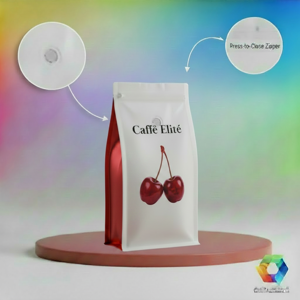 White Bag Red Gusset Dry Cherries on BPA Template