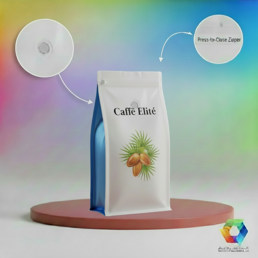 White Front and Right Side Blue Left Gusset Bag