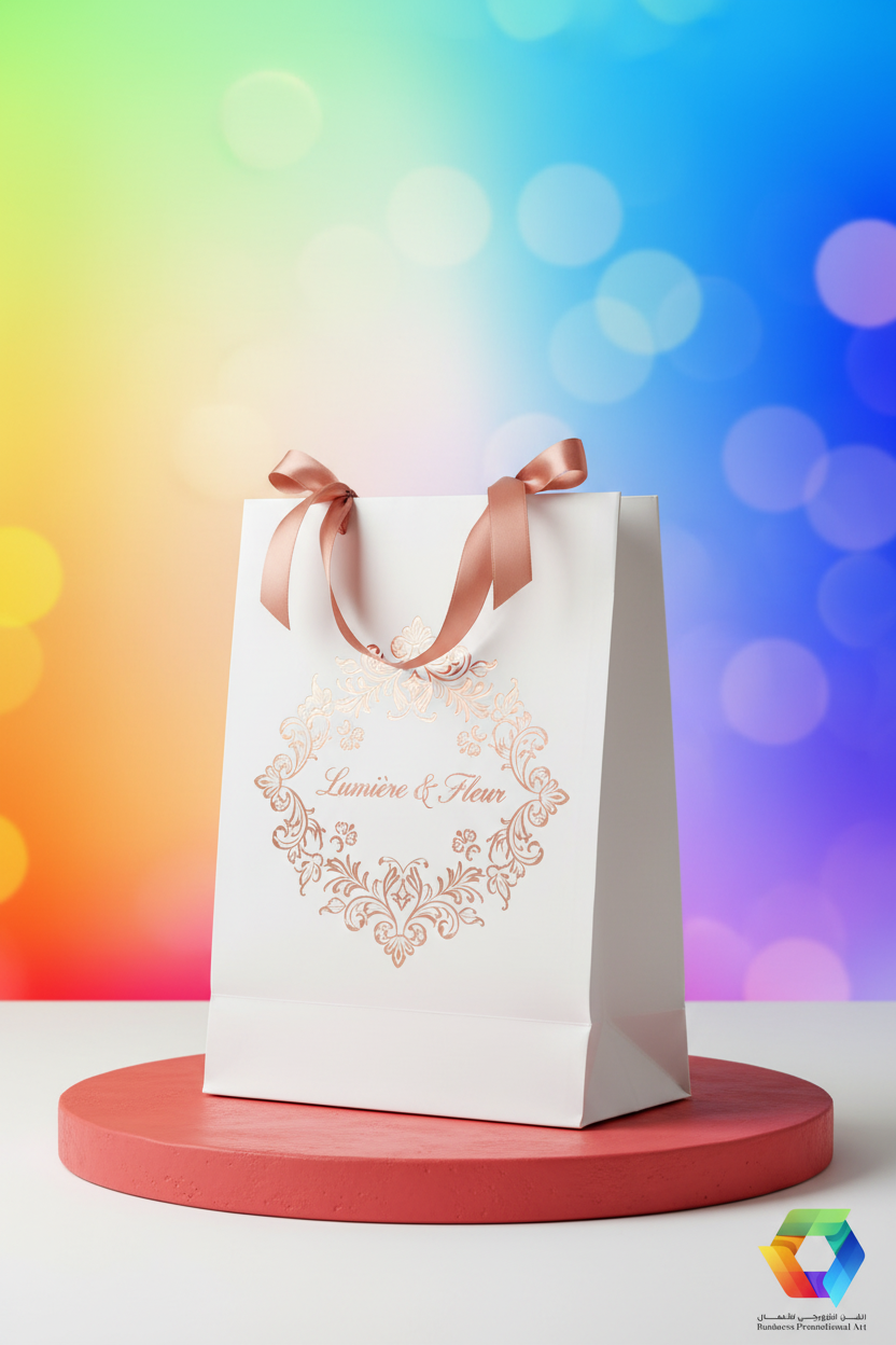 White Rose Gold Gift Bag - Side Angle